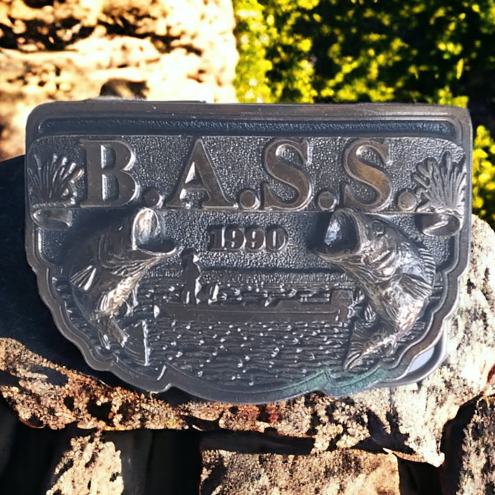 "RARE" 1990 BASS ANGLER SPORTSMAN SOCIETY FISHING BELT BUCKLE